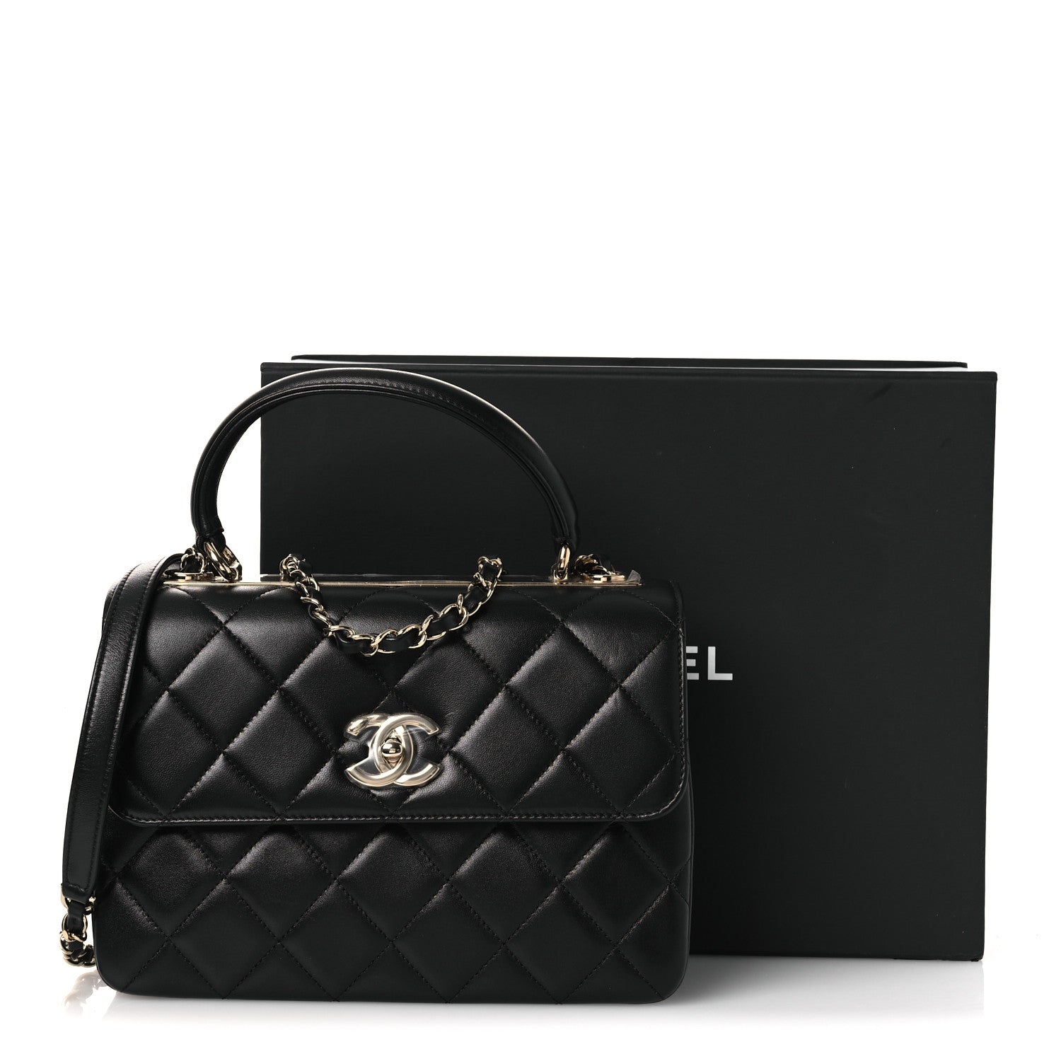 Chanel Lambskin Quilted Small Trendy CC Dual Handle Flap Bag Black