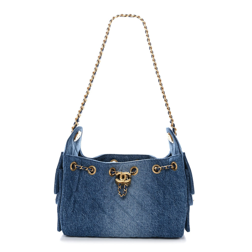 Chanel Washed Denim Quilted Mini Chanel 25 Handbag Blue
