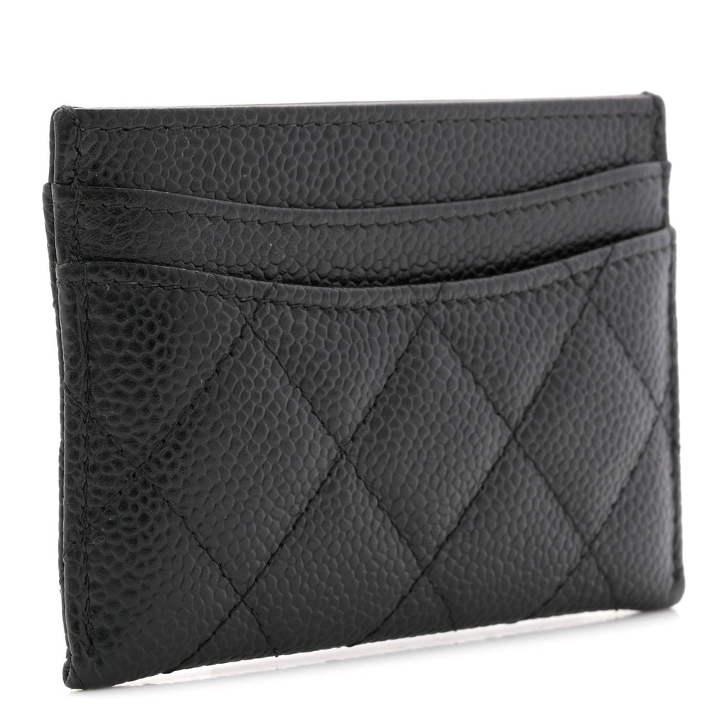 Caviar Quilted Card Holder Black