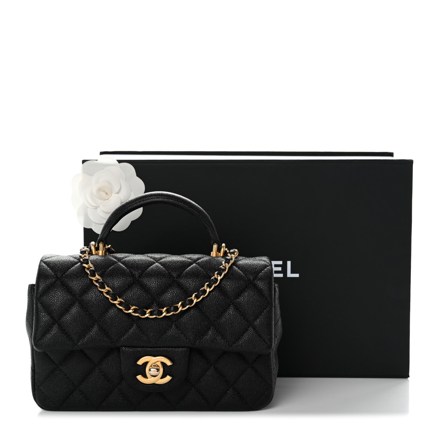 Chanel Caviar Quilted Mini Top Handle Rectangular Flap Black