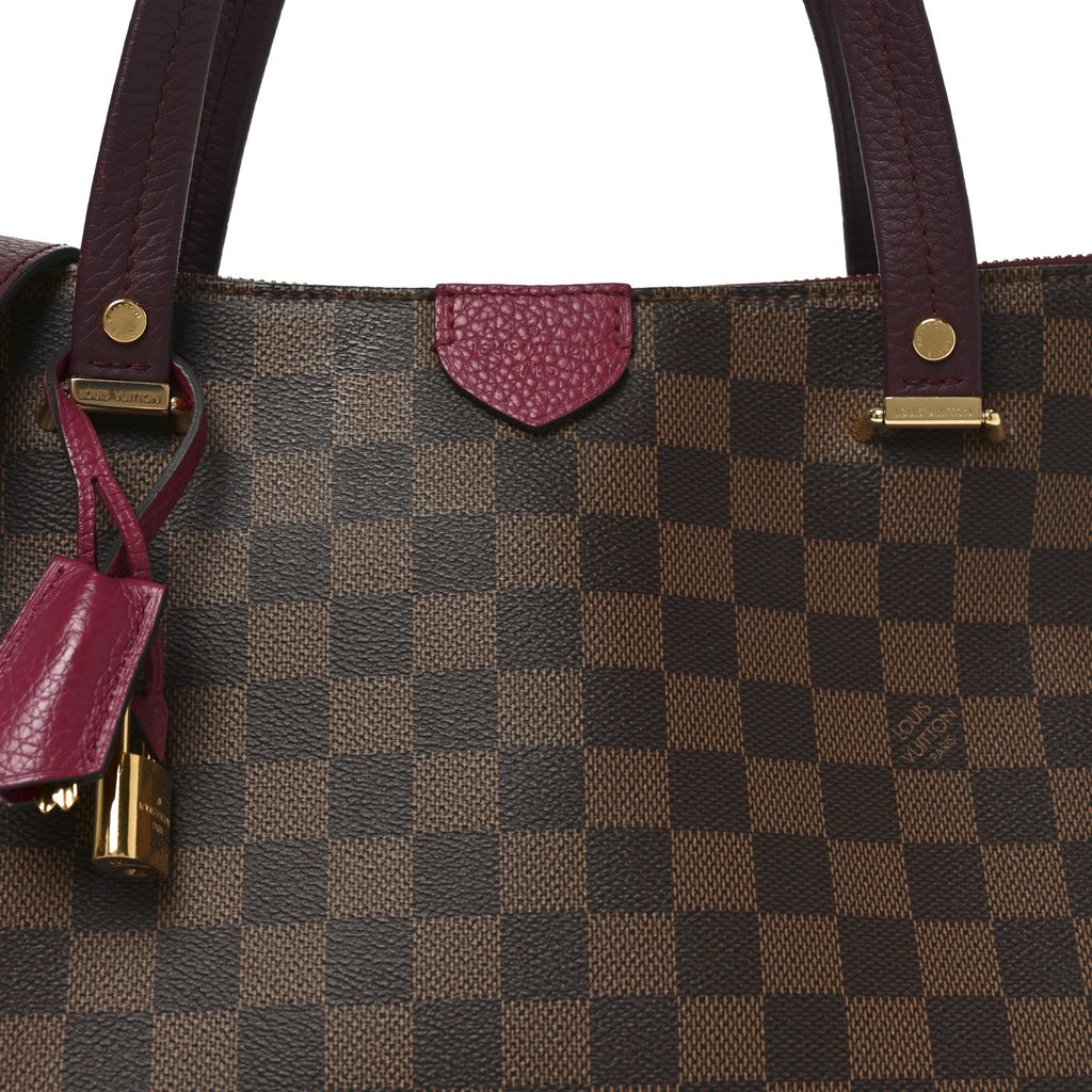 Louis Vuitton Damier Ebene Cuir Taurillon Hyde Park Fuchsia