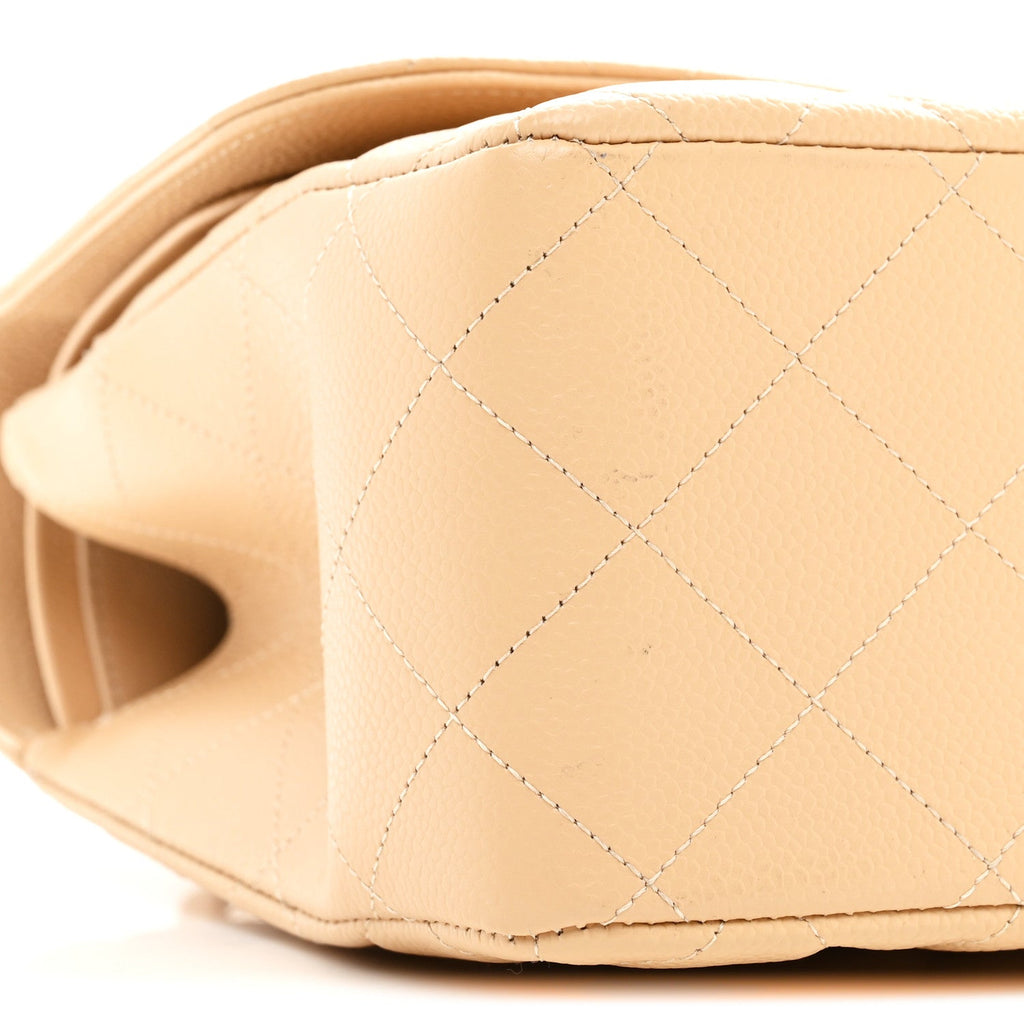 Chanel Caviar Quilted Jumbo Double Flap Beige Clair