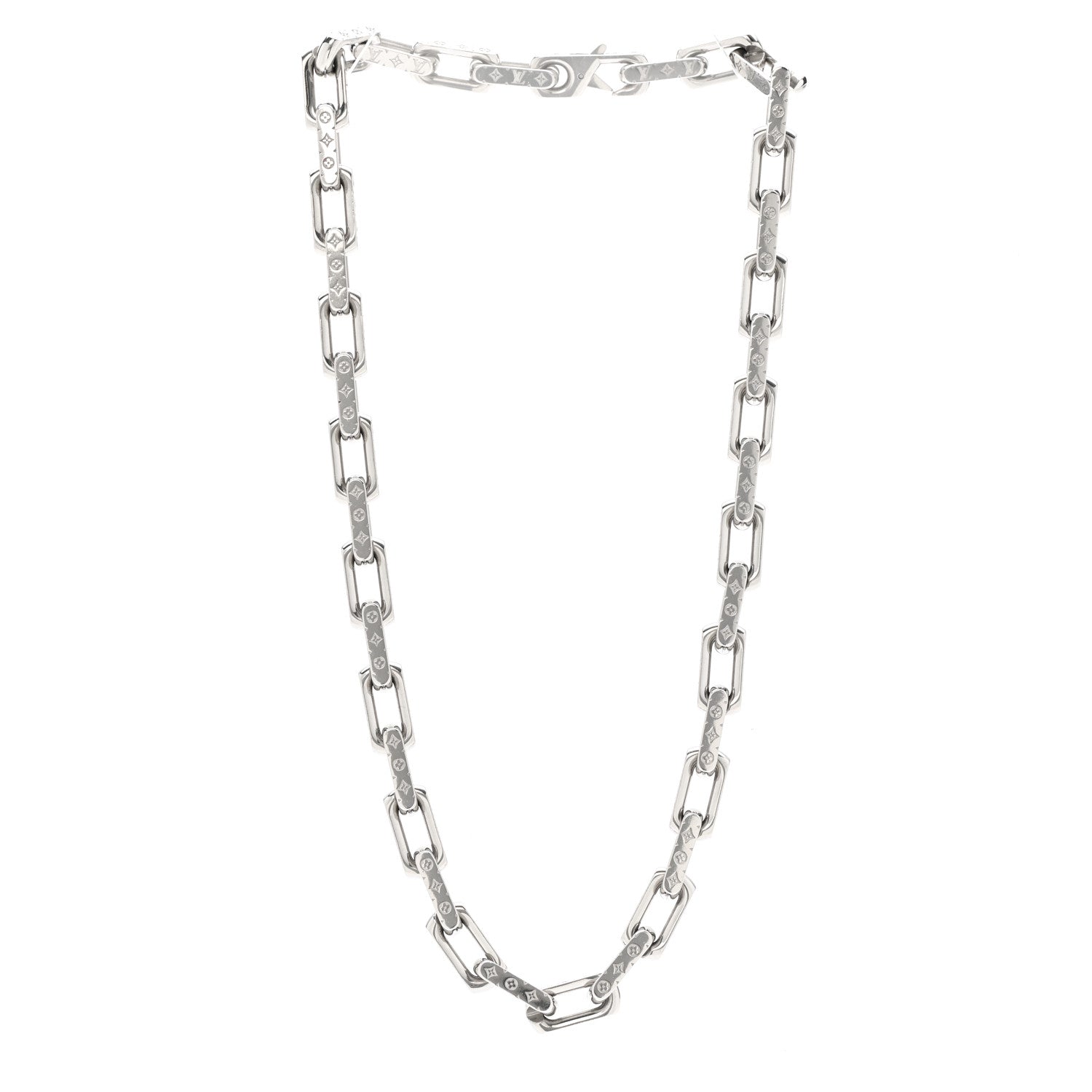 Louis Vuitton Monogram Chain Necklace Silver