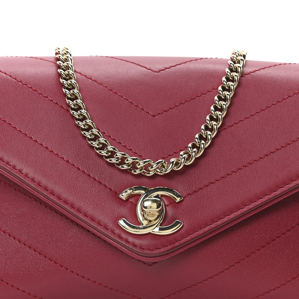 Chanel Calfskin Chevron Stitched Coco Waist Bag Red