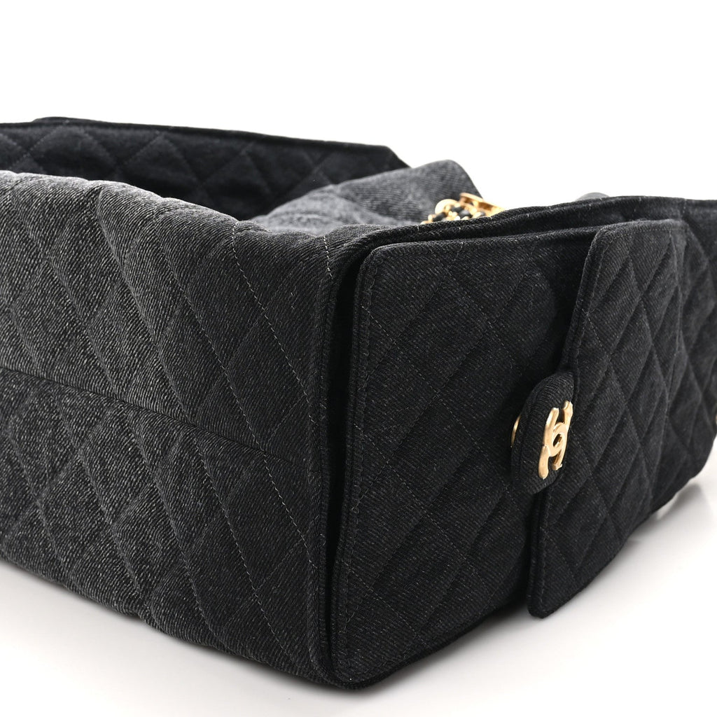 Chanel Washed Denim Quilted Medium Chanel 25 Handbag Black