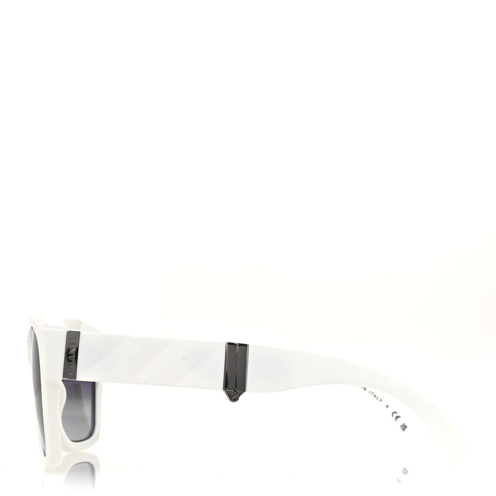 Acetate Metal Square Folding Sunglasses 6055-B White