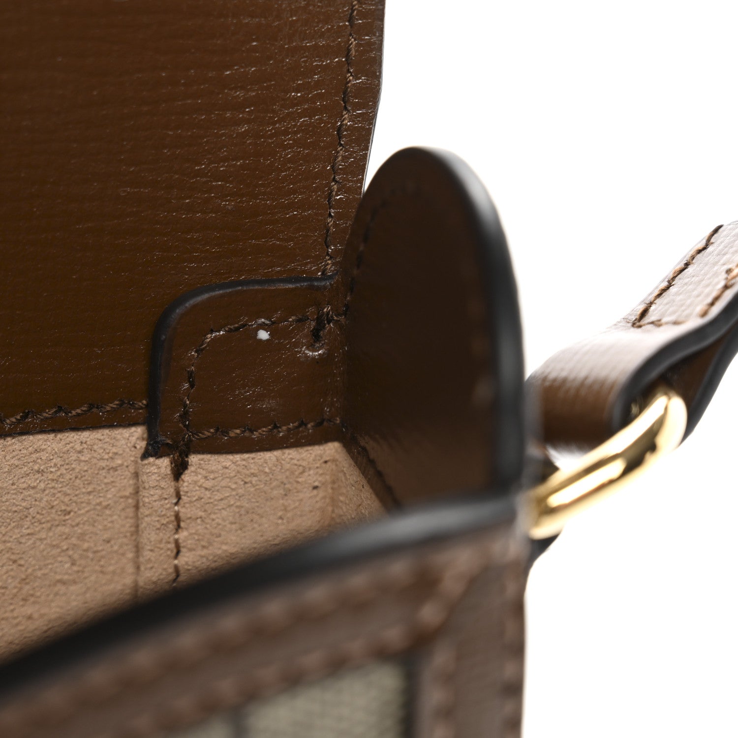 Gucci GG Supreme Monogram Mini Horsebit 1955 Shoulder Bag Beige Brown Sugar
