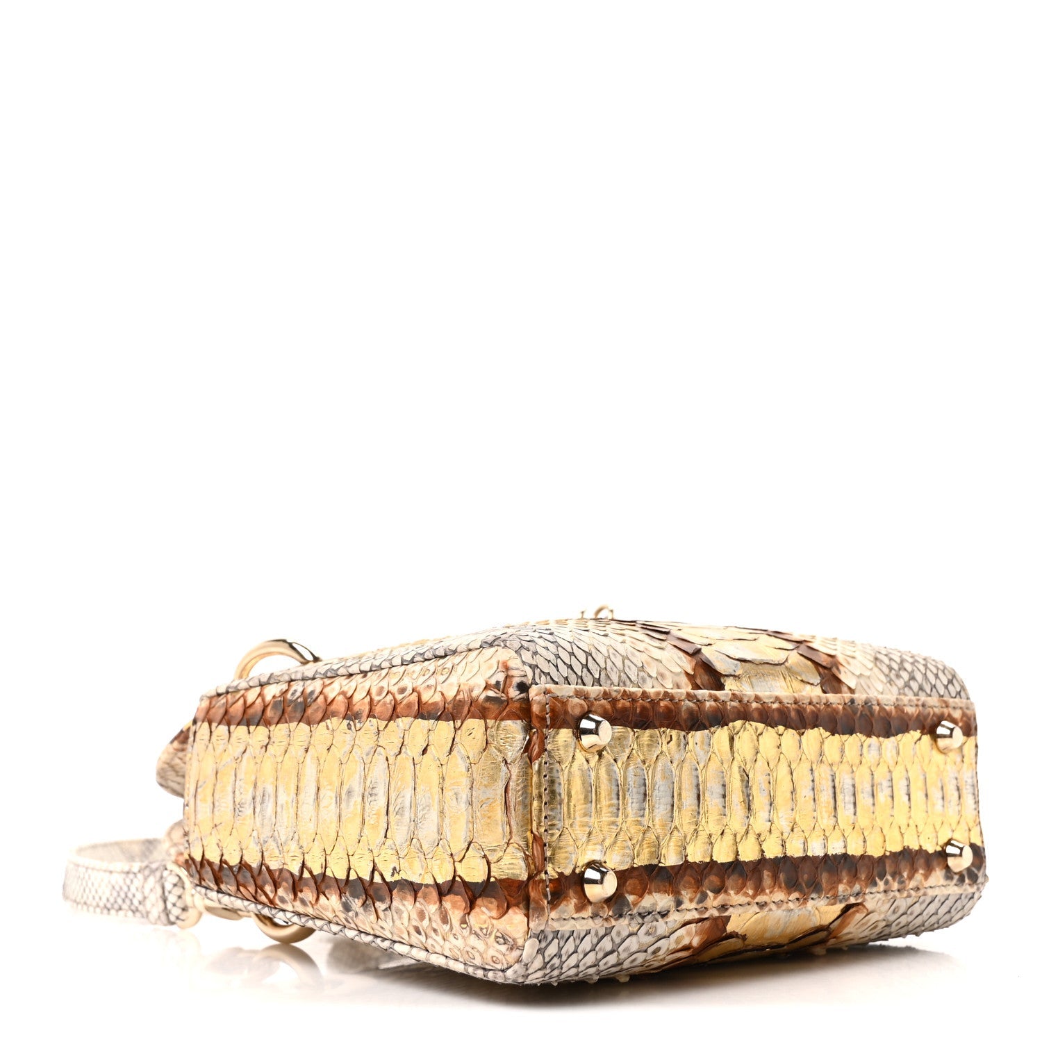 Christian Dior Snakeskin Mini Lady Dior Beige Gold