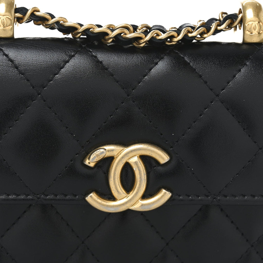 Chanel Calfskin Quilted Perfect Fit Coin Purse With Chain Black