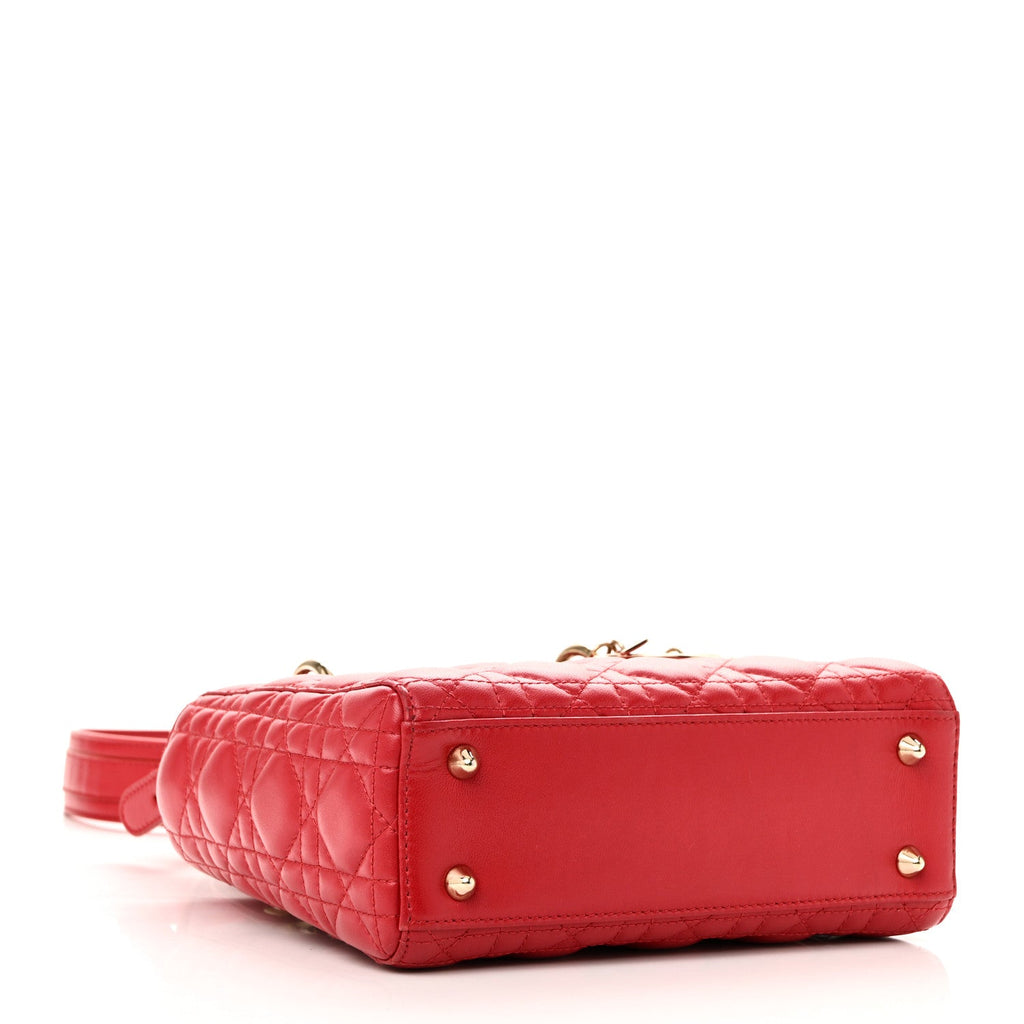 Christian Dior Lambskin Cannage Small Lucky Badges My Lady Dior Red
