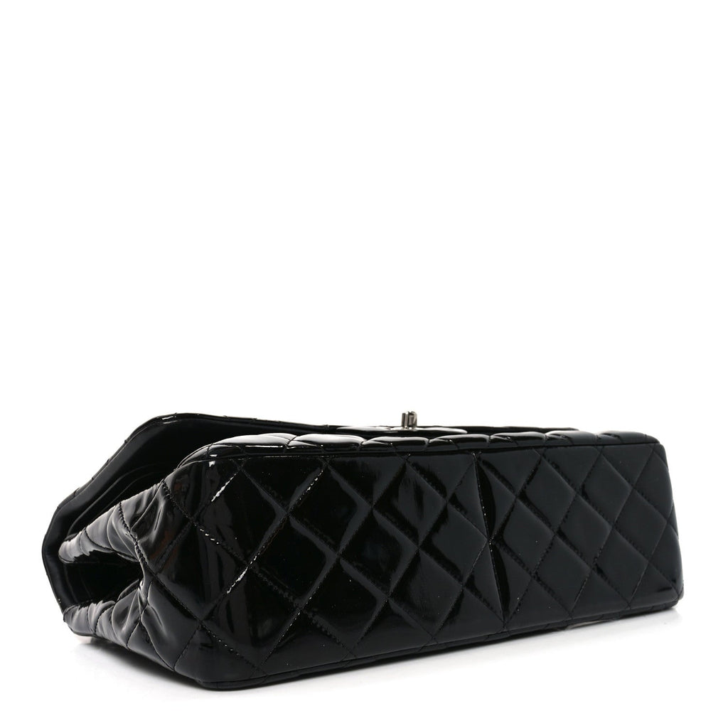 Chanel Patent Quilted Jumbo Double Flap Black