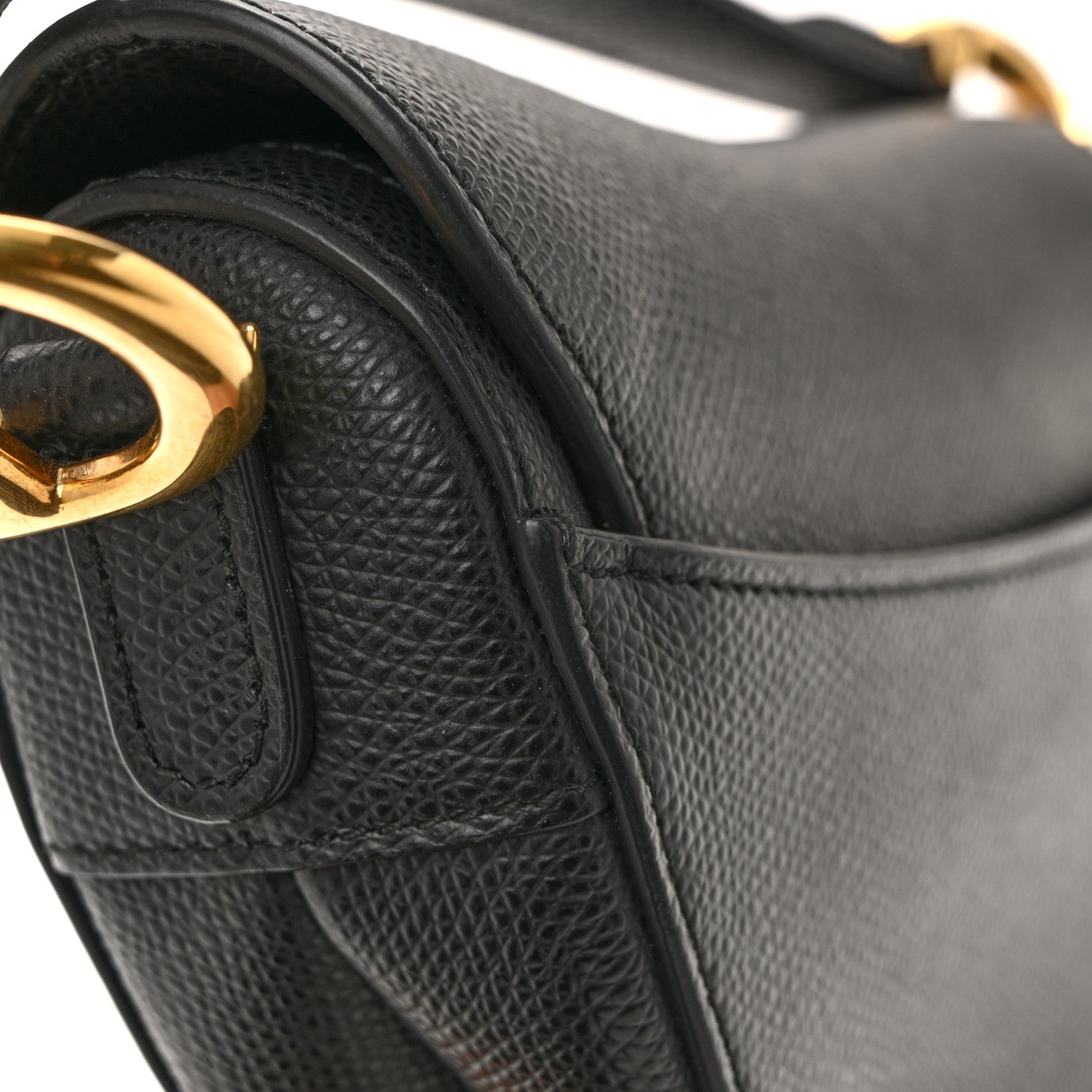 Christian Dior Grained Calfskin Mini Saddle Bag Black
