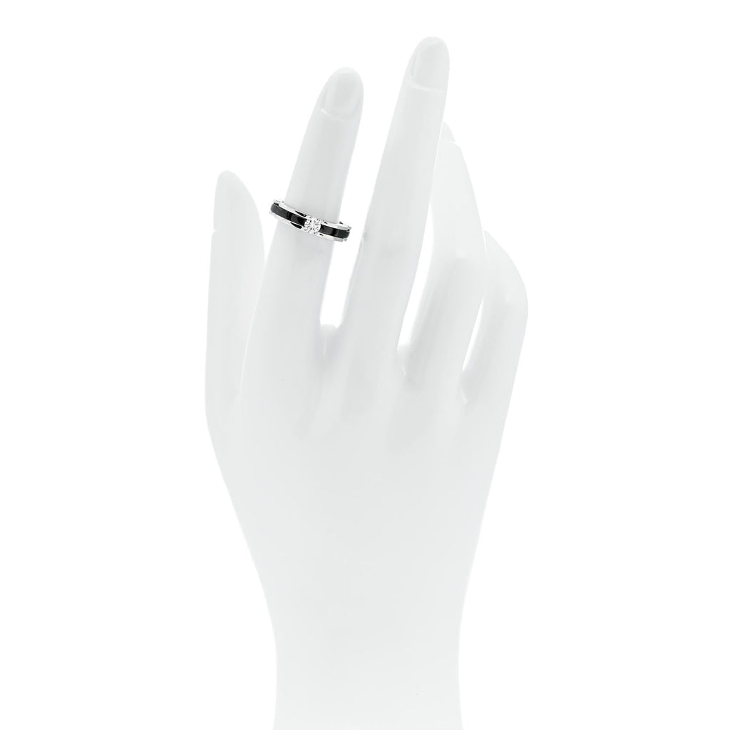 18K White Gold Ceramic Diamond Slim Ultra Ring 49 4.75