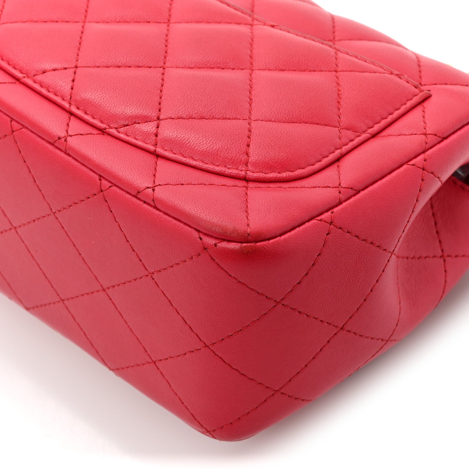 Chanel Lambskin Quilted Mini Square Flap Dark Pink