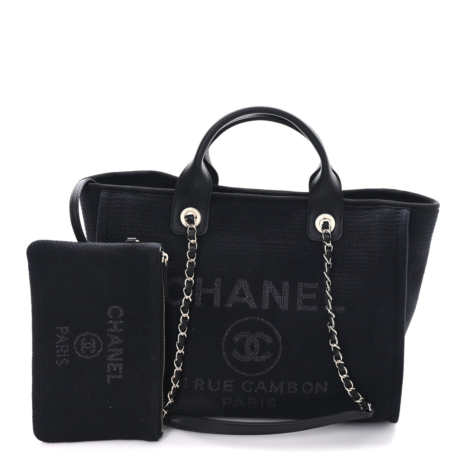 Chanel Mixed Fibers Small Deauville Tote Black