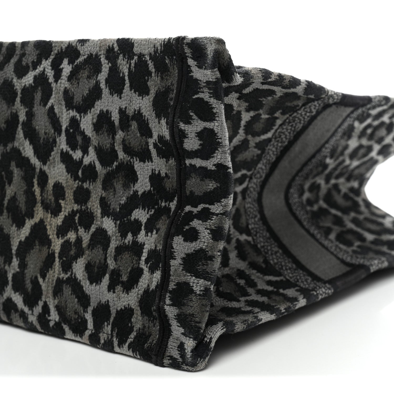 Christian Dior Canvas Mizza Embroidered Large Leopard Book Tote Grey