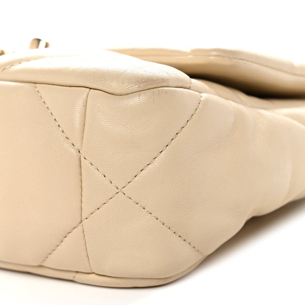 Chanel Lambskin Quilted Medium Chanel 19 Flap Light Beige