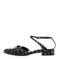 Printed Lambskin Patent Calfskin CC Slingback Flats 38.5 Black Gold