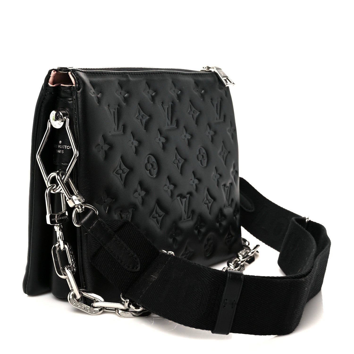 Louis Vuitton Lambskin Embossed Monogram Coussin PM Black