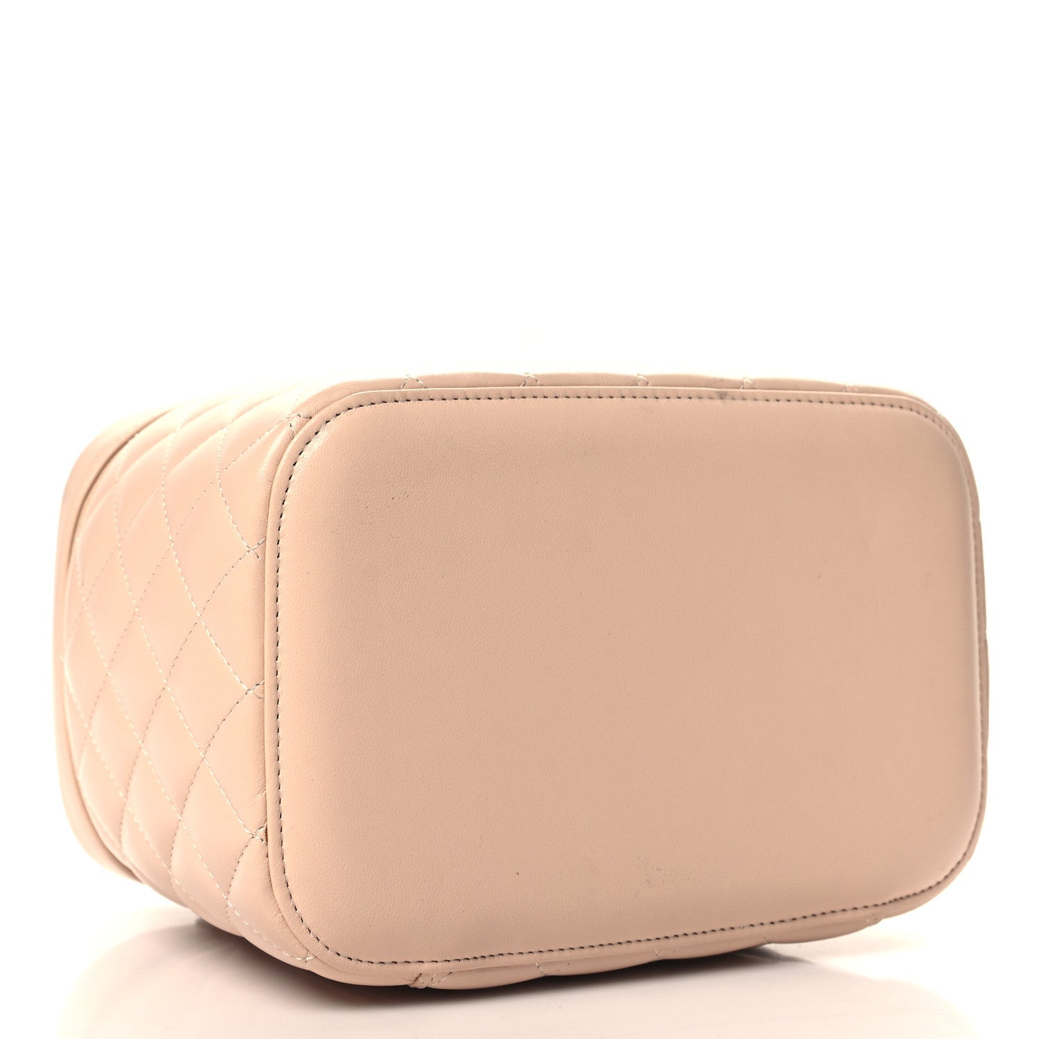 Lambskin Quilted Large Vanity Pouch Beige Clair