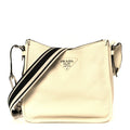 Prada Vitello Daino Soft Hobo Messenger Bag White