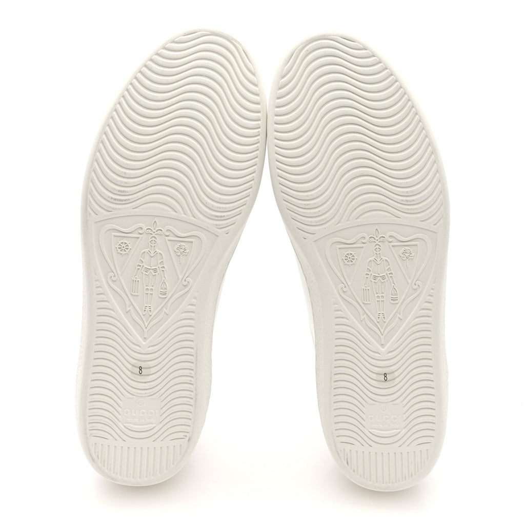 Gucci Calfskin Interlocking G Perforated Mens Ace Sneakers 8 White Grey Sky