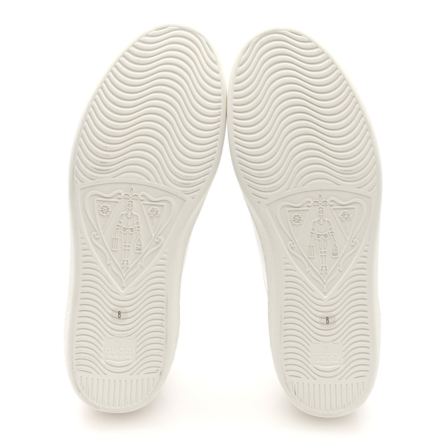 Gucci Calfskin Interlocking G Perforated Mens Ace Sneakers 8 White Grey Sky