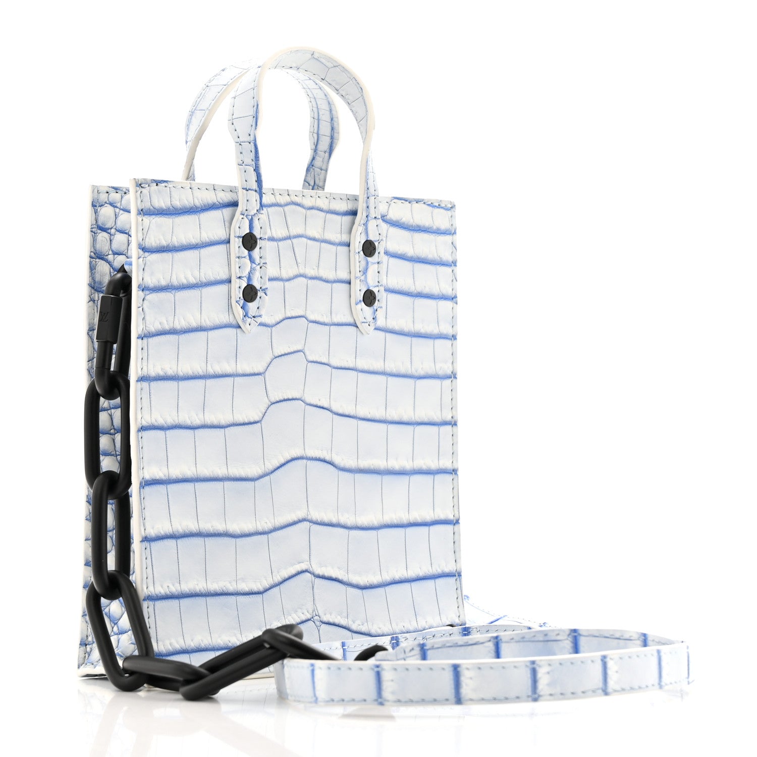 Louis Vuitton Crocodile Niloticus Sac Plat XS Mat Meringue White Blue