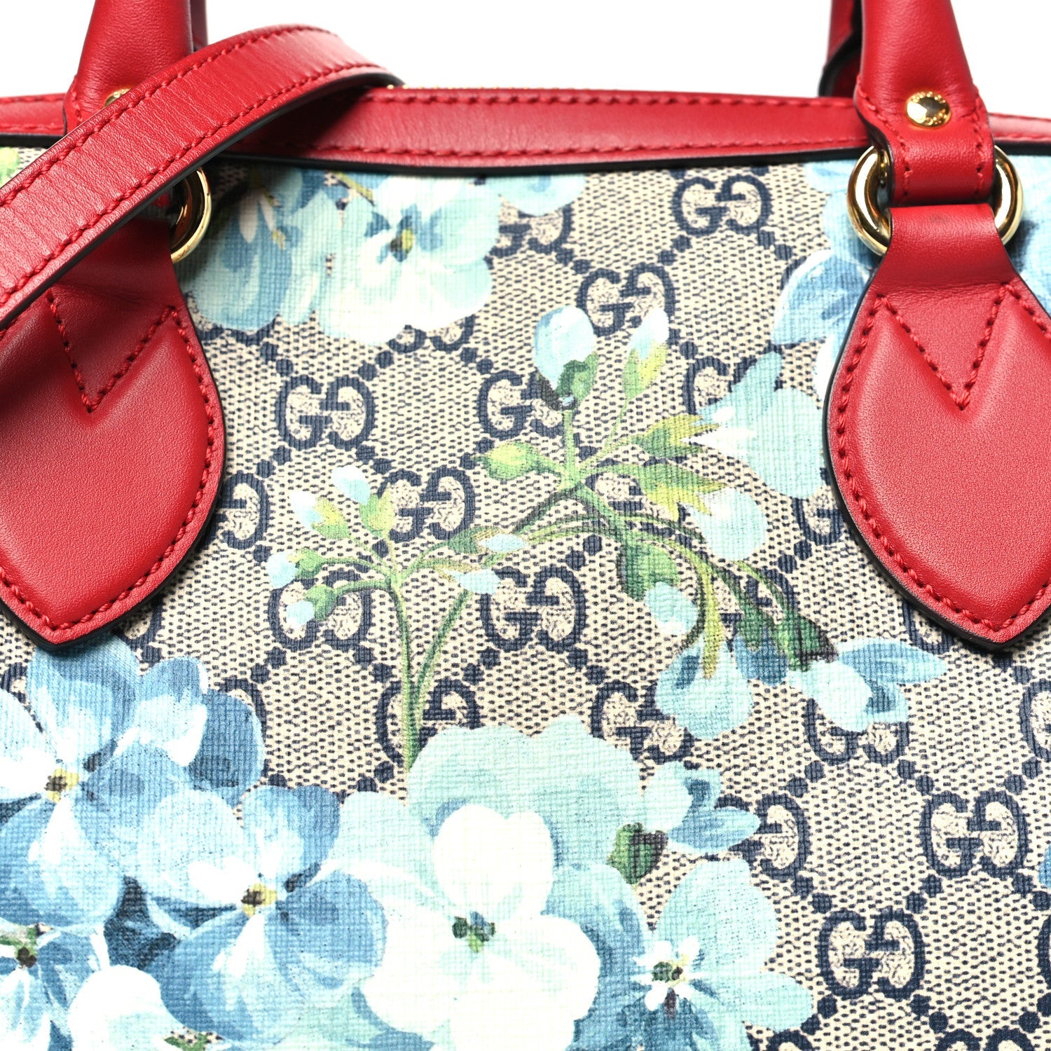 Gucci GG Supreme Monogram Blooms Small Boston Beige Blue Navy Hibiscus Red
