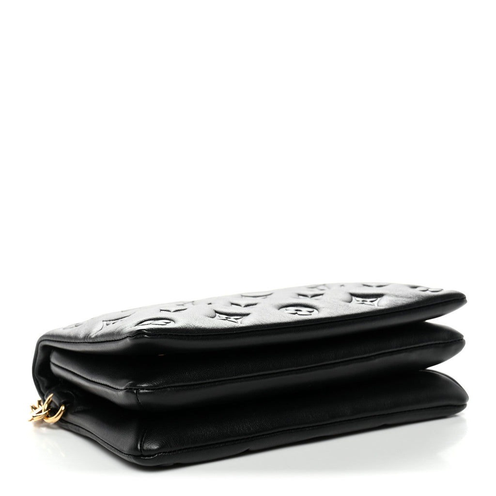 Louis Vuitton Lambskin Embossed Monogram Pochette Coussin Black