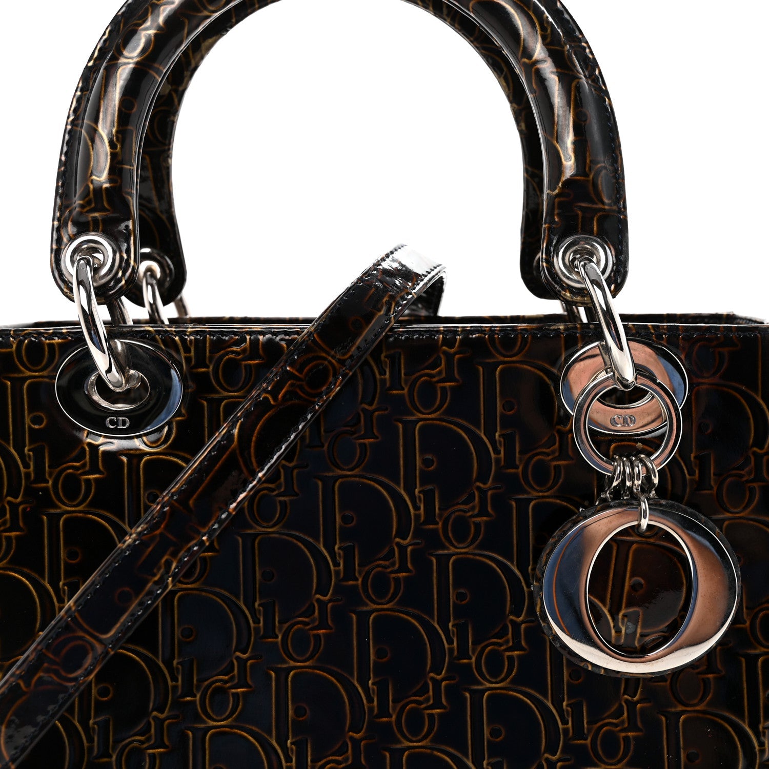 Christian Dior Patent Ultimate Medium Lady Dior Brown