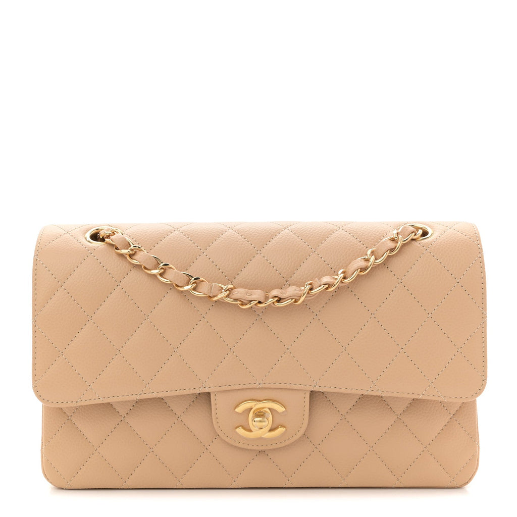 Chanel Caviar Quilted Medium Double Flap Beige