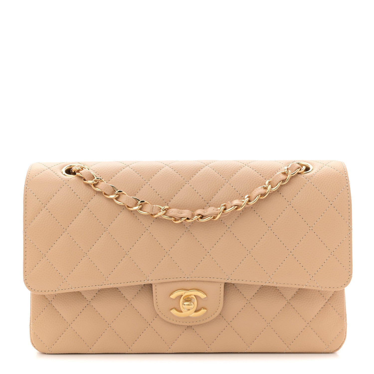 Chanel Caviar Quilted Medium Double Flap Beige