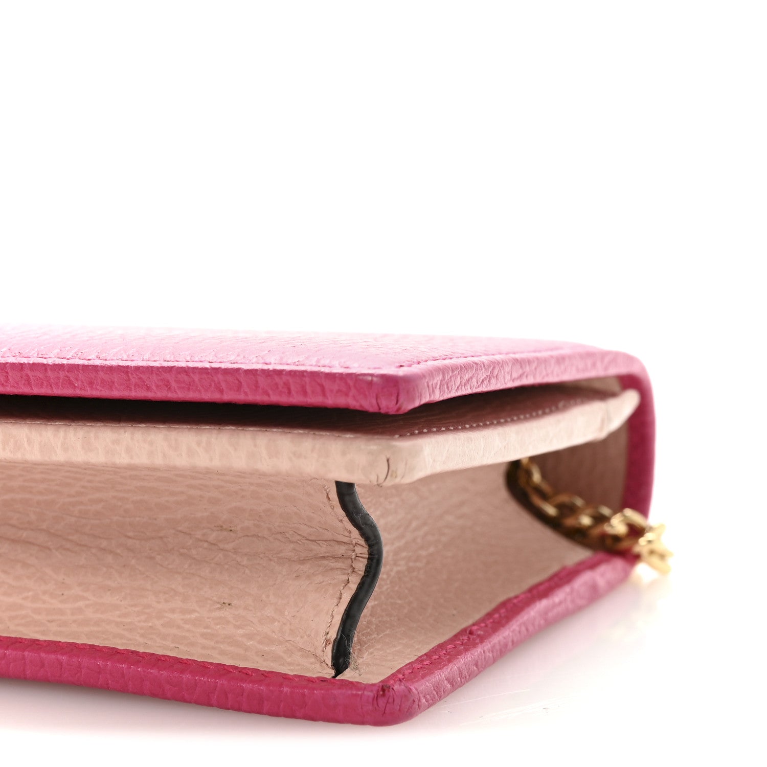 Gucci Dollar Calfskin Mini GG Marmont Chain Wallet Box Pink