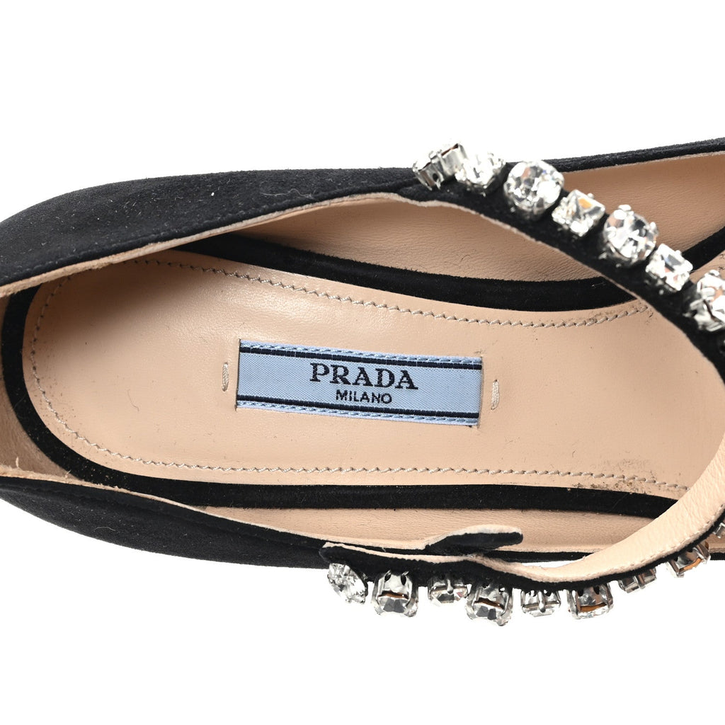 Prada Camoscio Crystal Pumps 37 Black
