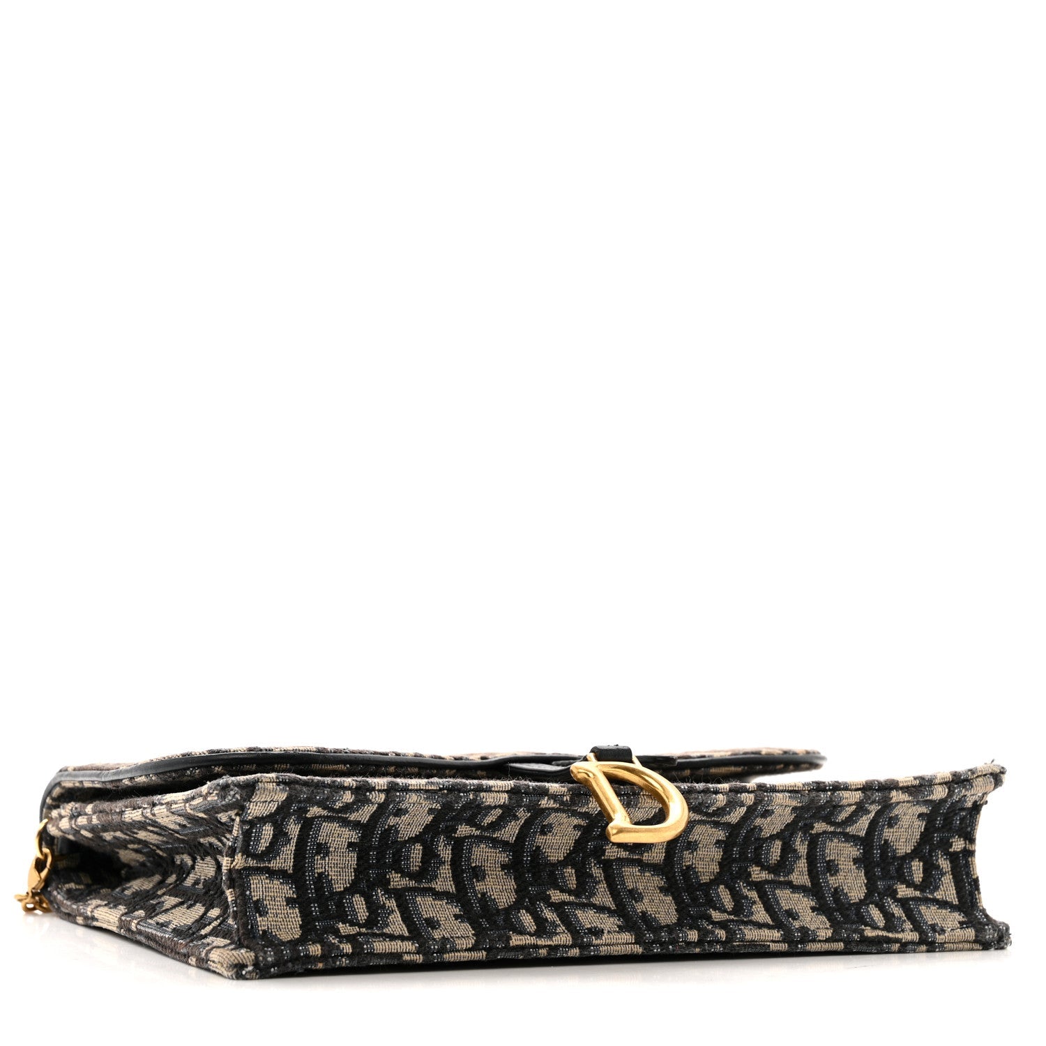 Christian Dior Oblique Saddle Chain Pouch Blue