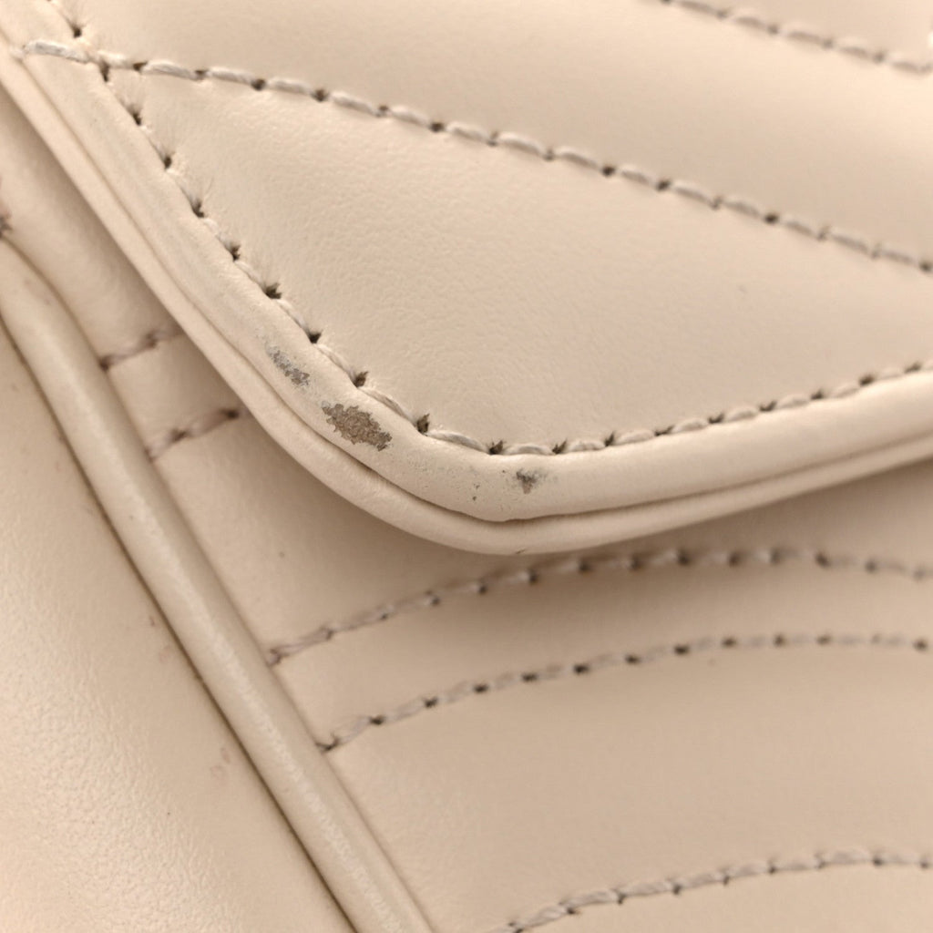 Gucci Calfskin Matelasse Mini GG Marmont Shoulder Bag White