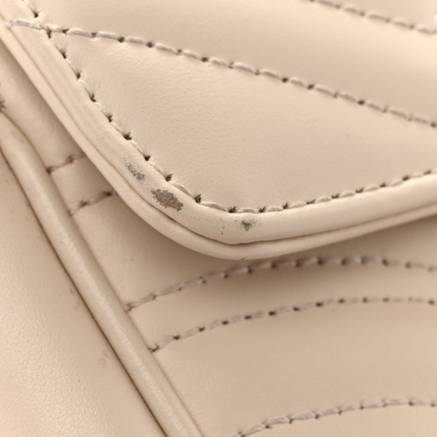 Gucci Calfskin Matelasse Mini GG Marmont Shoulder Bag White