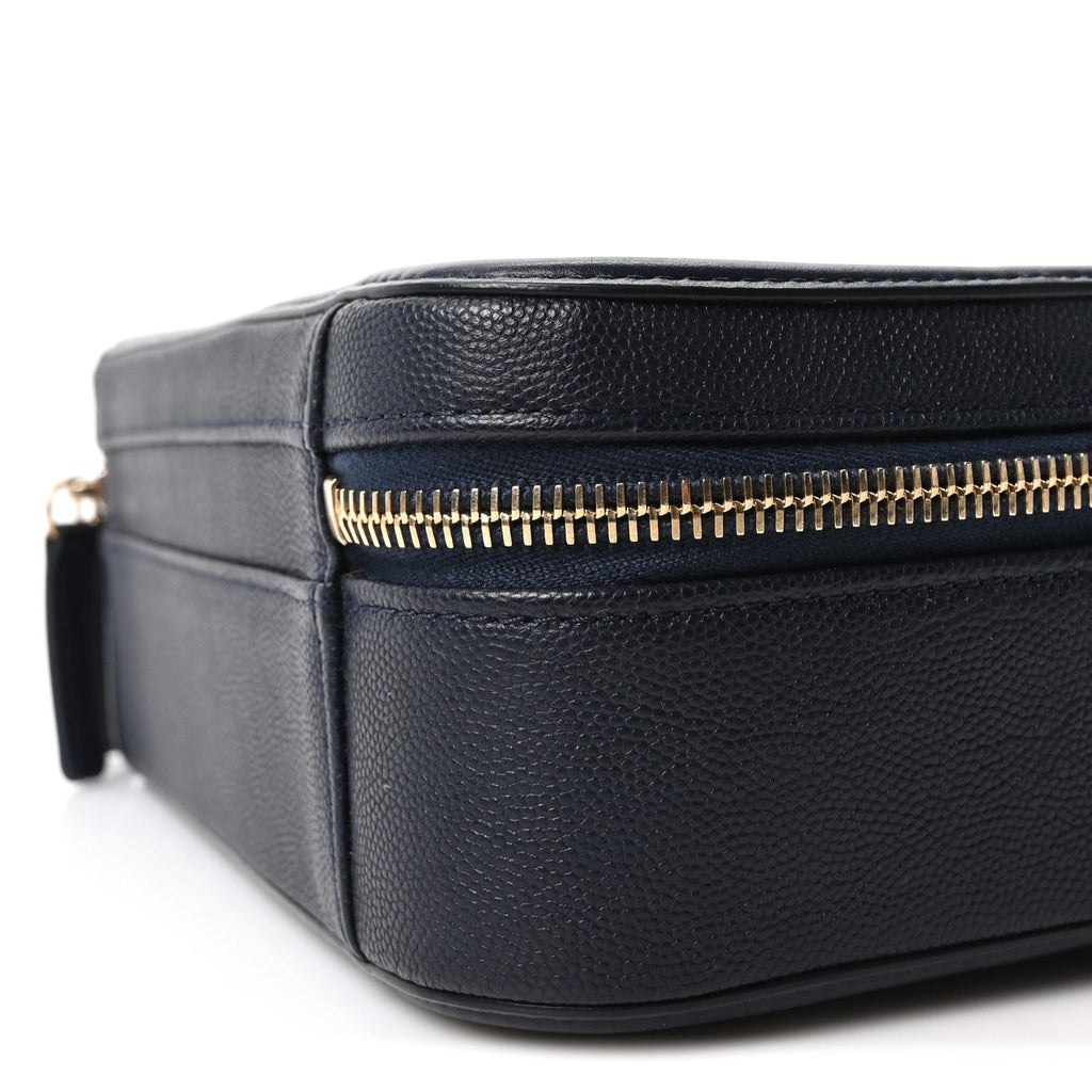 Chanel Caviar Quilted Medium CC Filigree Vanity Case Navy