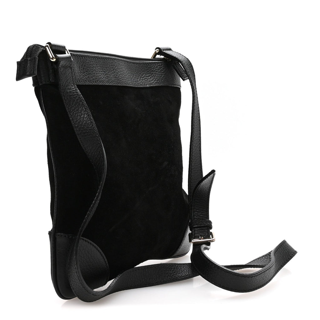 Gucci Guccissima Suede Crossbody Bag Black