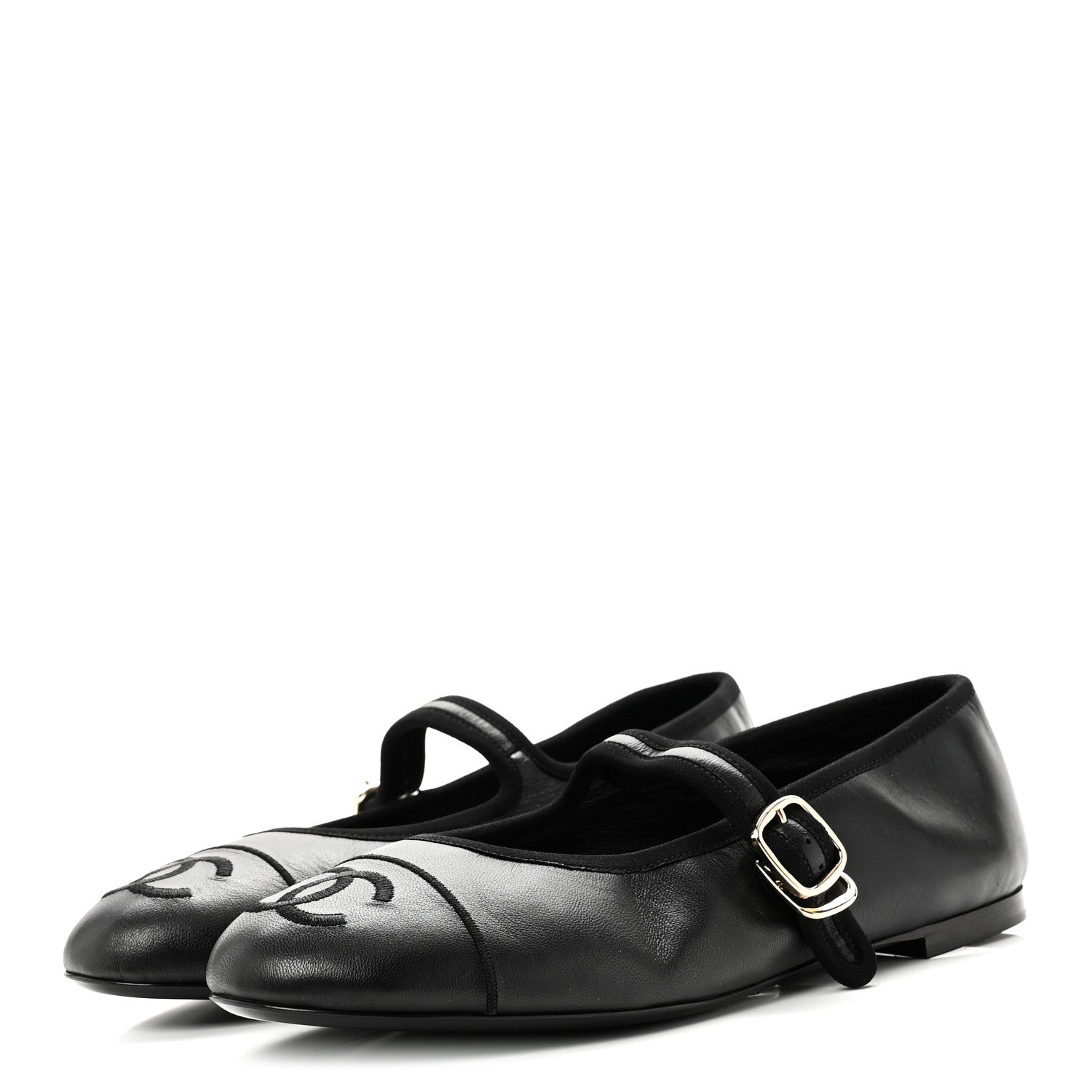 Lambskin Mary Jane Flats 40 Black
