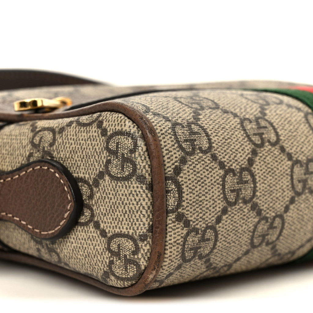 Gucci GG Supreme Monogram Web Mini Ophidia Shoulder Bag Brown