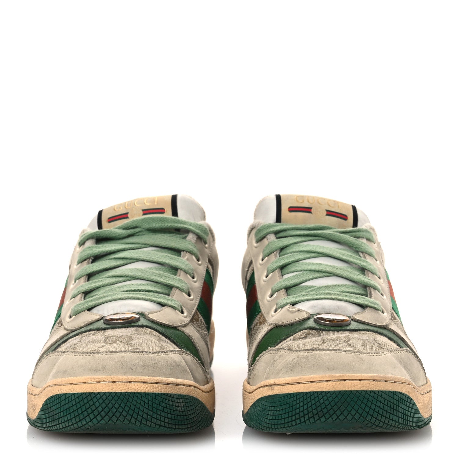 Gucci GG Monogram Nubuck Web Womens Screener Sneakers 40 New Sand Dusty Milk Vintage Green