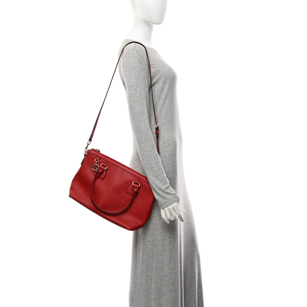 Gucci Dollar Calfskin GG Charm Satchel Red