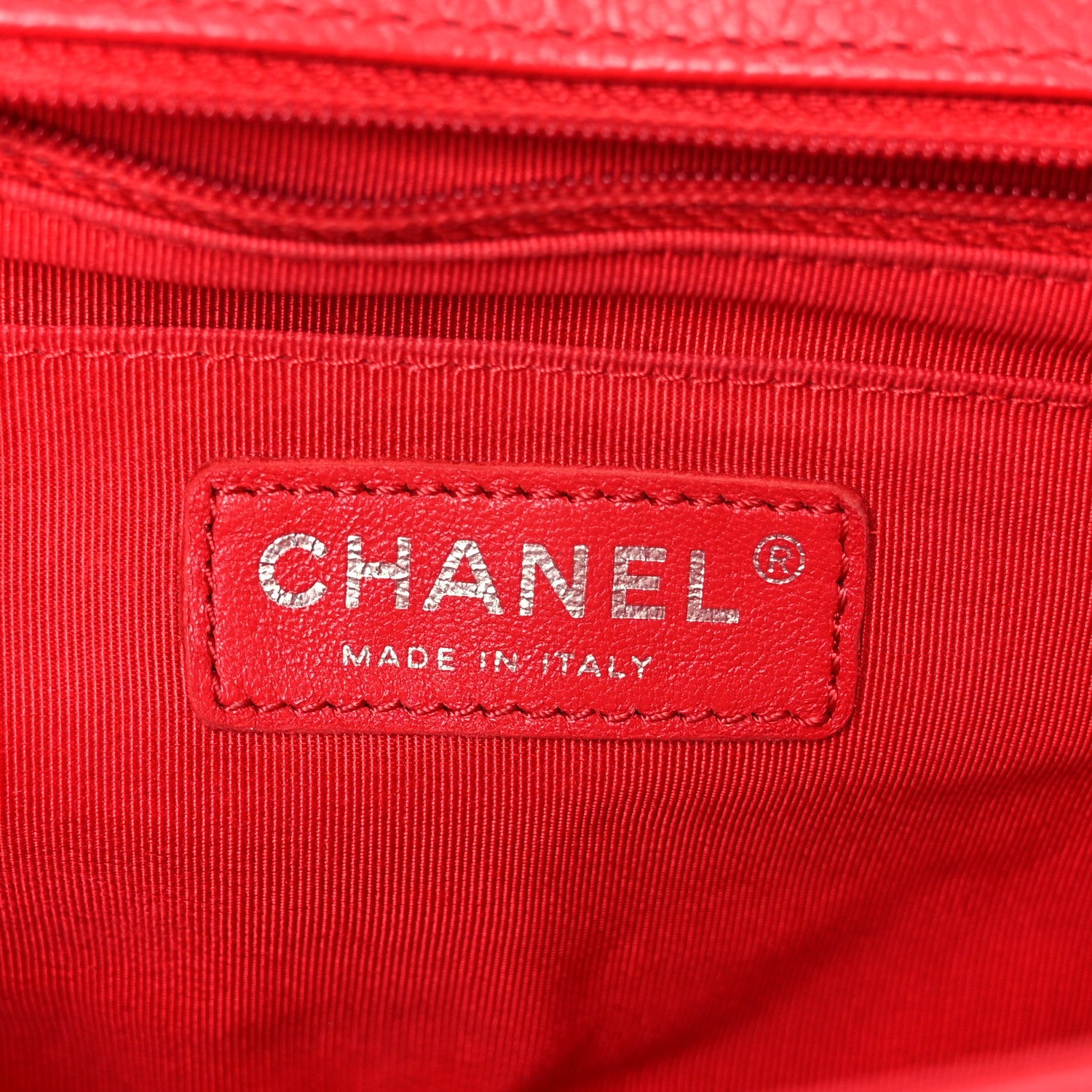 Chanel Caviar Chevron Quilted Single Flap Red