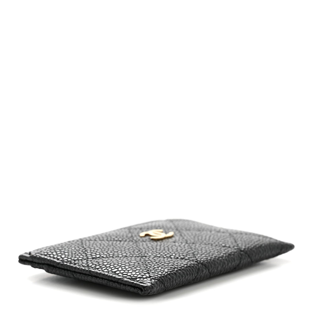 Caviar Quilted Card Holder Black