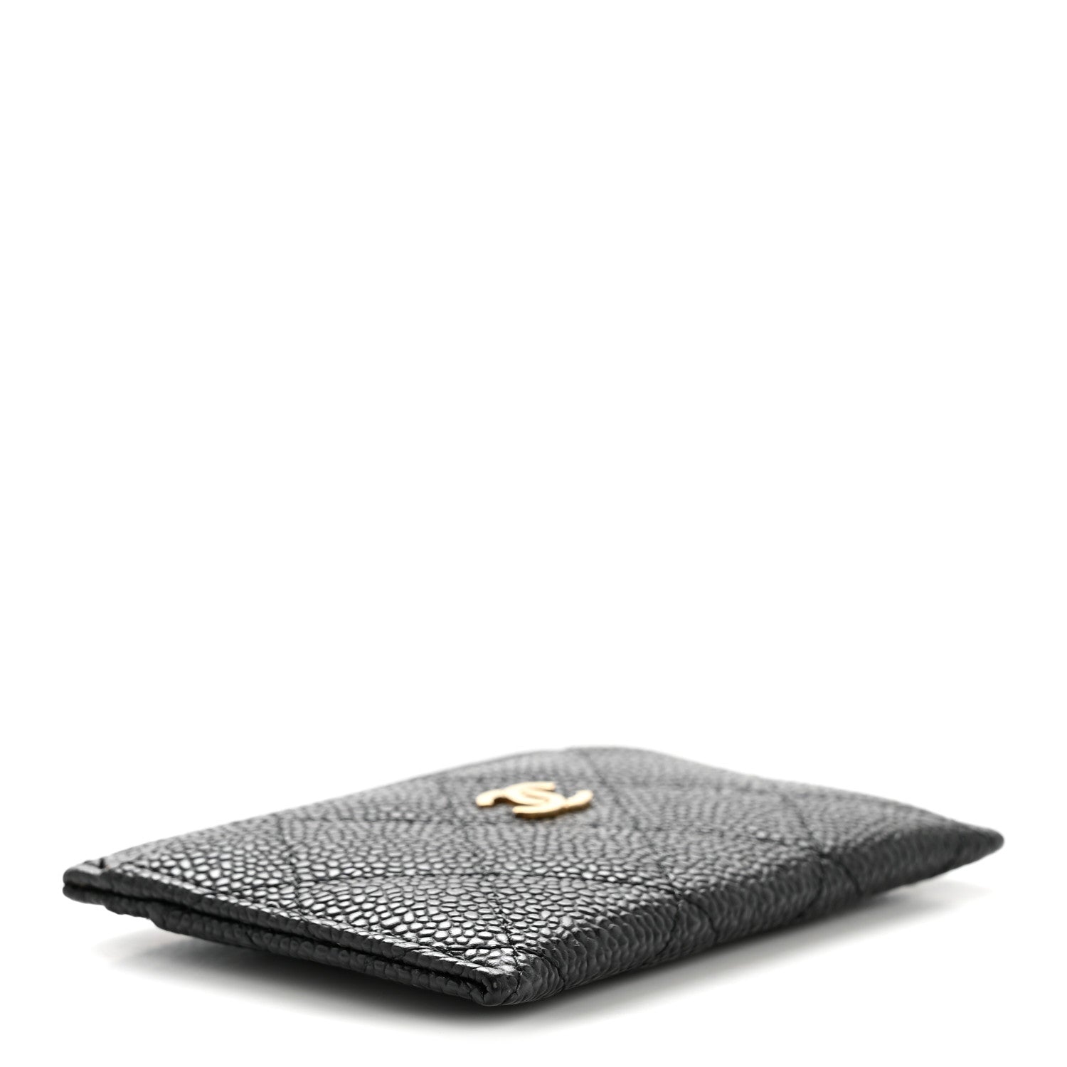 Caviar Quilted Card Holder Black