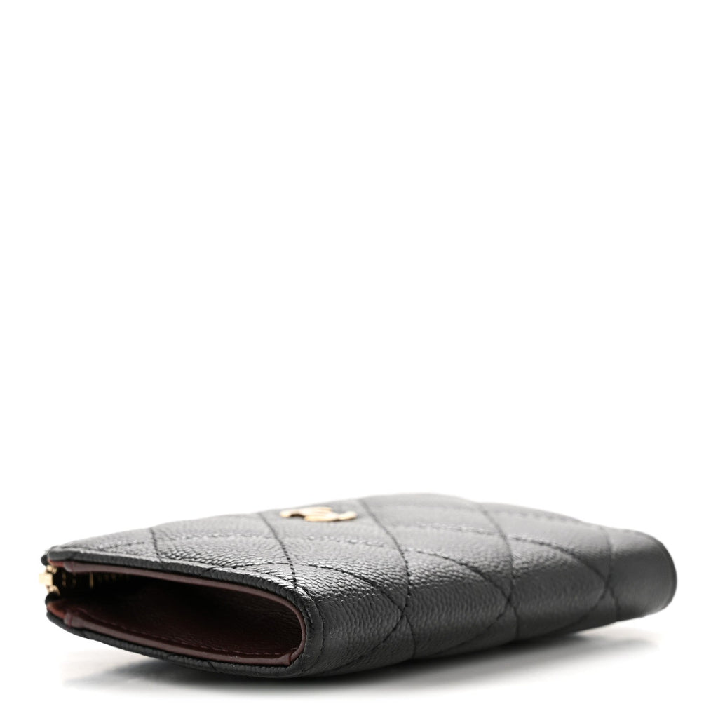 Caviar Quilted Zipped Key Holder Case Black
