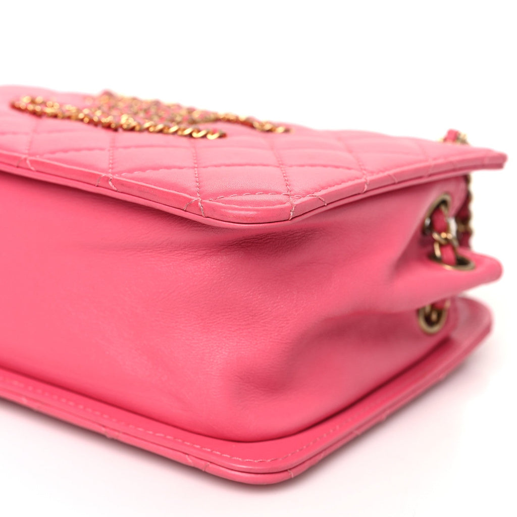 Chanel Calfskin Quilted Small CC Chain Accordion Tote Pink