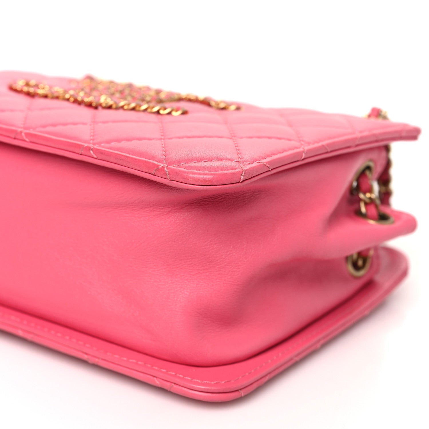 Chanel Calfskin Quilted Small CC Chain Accordion Tote Pink
